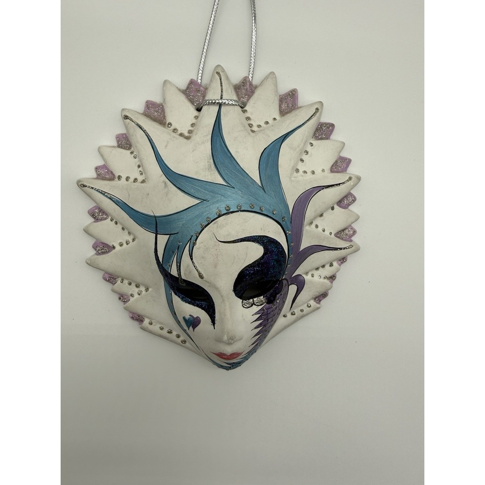Venetian Style Wall Mask Masquerade‎ Glitter Rhinestone Hanging Decor 6in